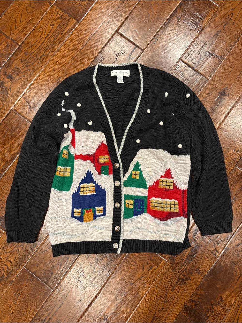 Women’s Norton McNaughton Christmas Button Front Sweater Size Medium USED